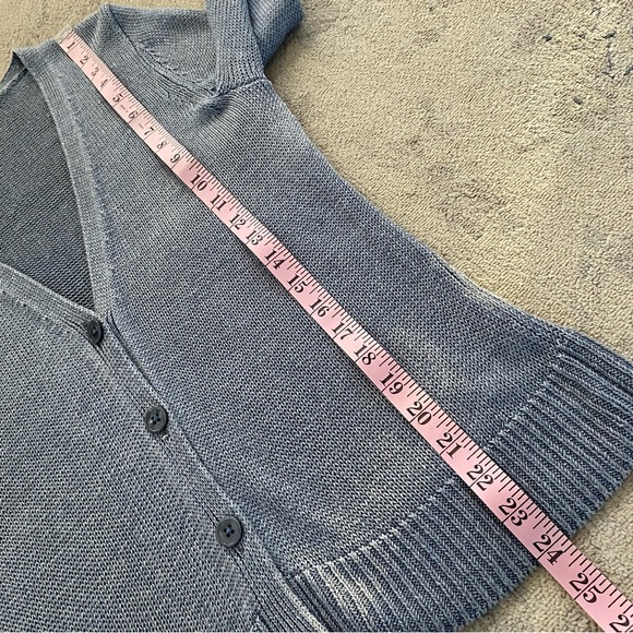 Talbots 100% Linen Cardigan Sweater Small Blue Three Quarter Sleeve Lightweight - Picture 11 of 11